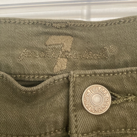 Seven 7 For All Mankind Shorts Army Green Denim Sz 32 - Picture 2 of 6